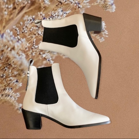 NEW FRAME Le Lexington Western Chelsea Boot In Off White size 37 - Picture 1 of 8